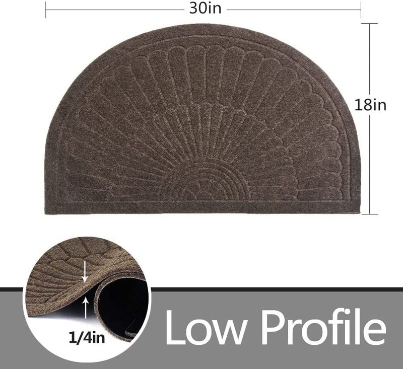 Morning View Half Round Door Mat Indoor Half Circle Entrance Rugs Outdoor Half Moon Entryway Rug Half Round Front Door Mats Rubber Welcome Mat Non Slip (Brown) - Image 2